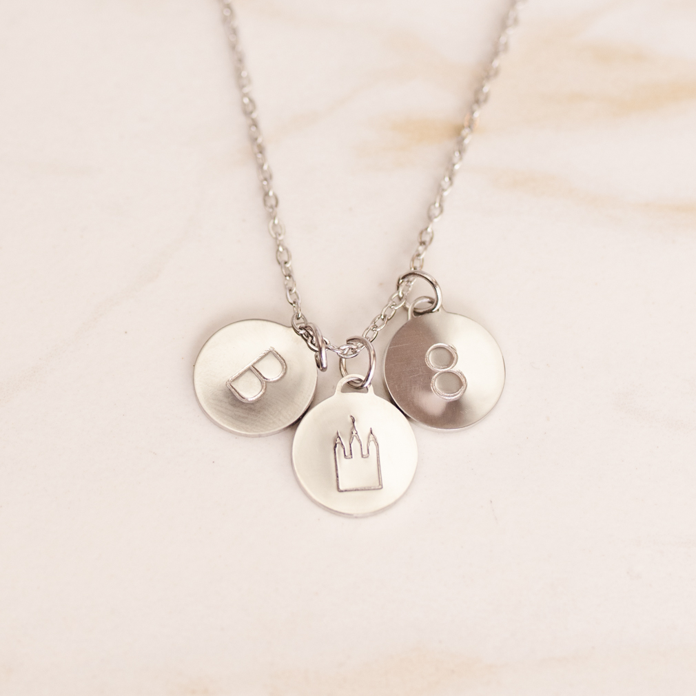Stamped Temple Charm Necklace - LDP-TEMP-STAMP