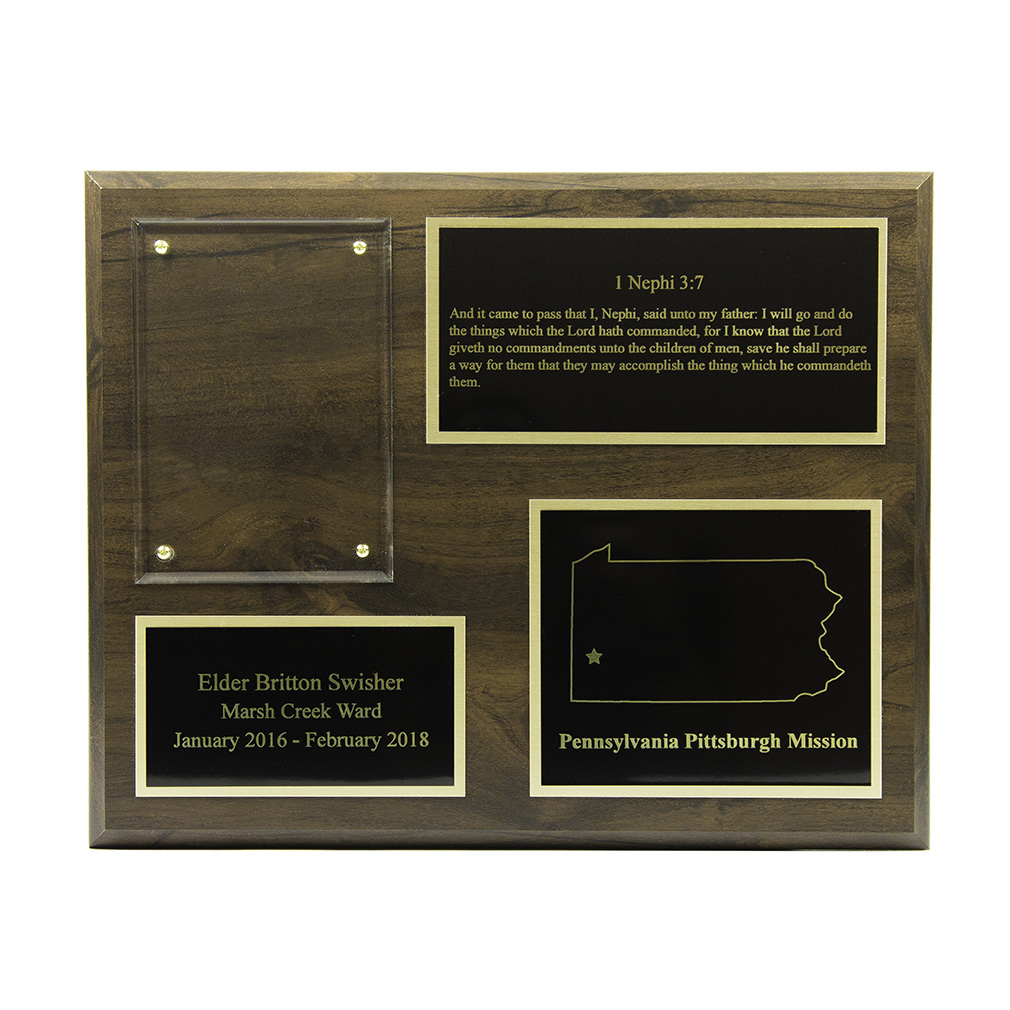 Missionary Plaque 8x10 - Three Plates, Gold/Silver - LDP-MP8x10-3