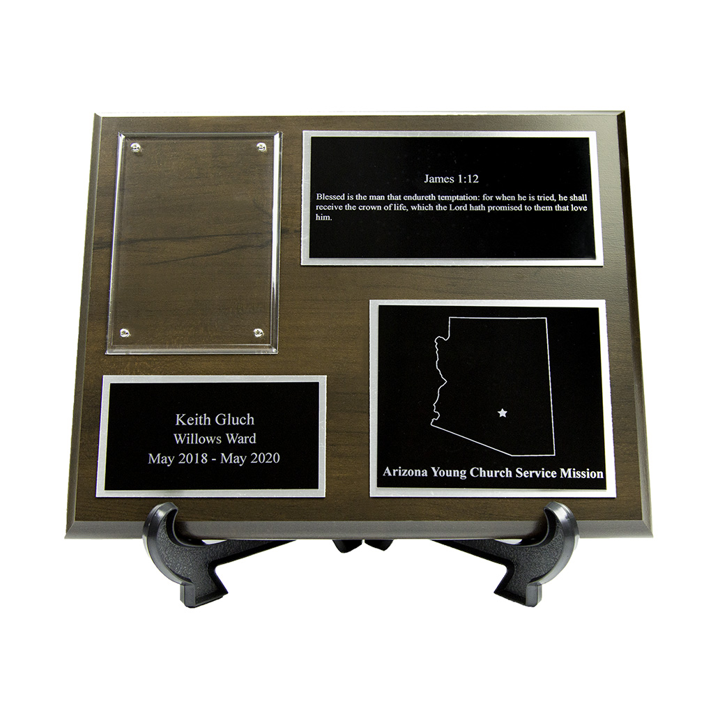 Missionary Plaque 8x10 - Three Plates, Gold/Silver - LDP-MP8x10-3