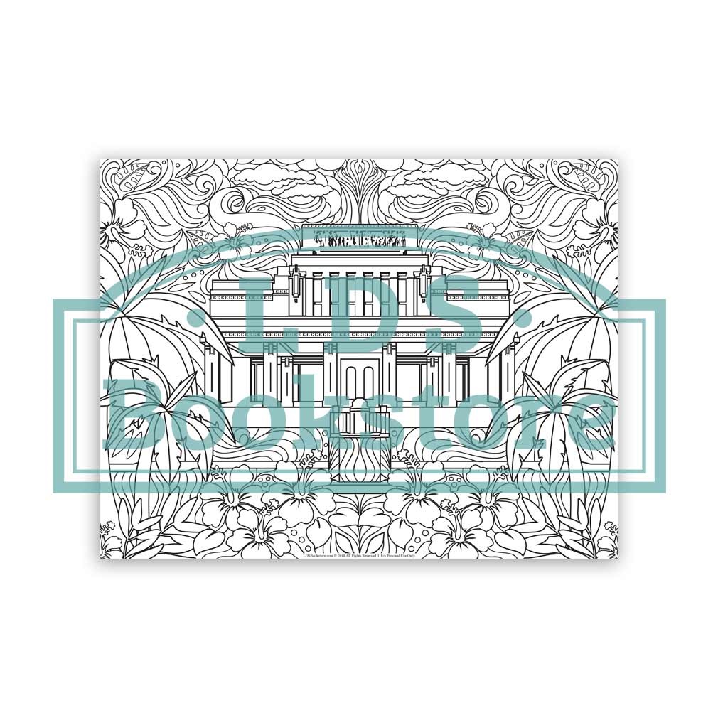 Laie Hawaii Temple Spring Coloring Page - Digital Download laie hawaii temple coloring page, hawaii temple, coloring page 