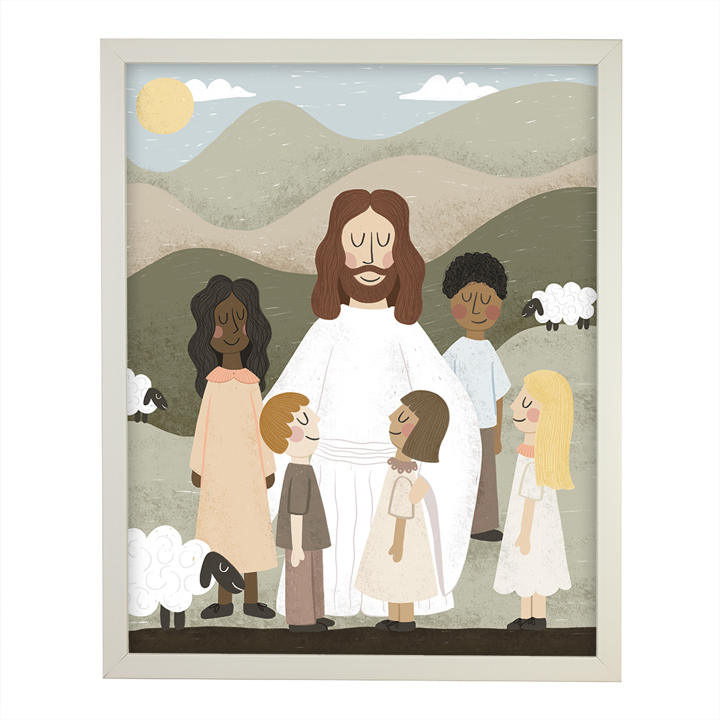 Leading His Little Lambs - Framed/Unframed Wall Art - LDP-ART-DA-LHLL