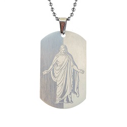 Christus Dog Tag Necklace - Silver 