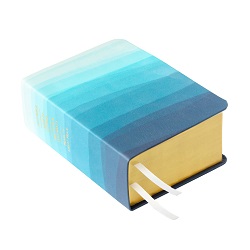 Hand-Bound Genuine Leather Quad - Ocean Depths blue scriptures, blue pattern, 