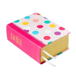 Hand-Bound Genuine Leather Triple - Polka Dot Party polka dots, polka dot pattern, polka dot scriptures, polka dot pattern scriptures, pattern scriptures, patterned scriptures, pink scriptures, rainbow scriptures, rainbow polka dots, lds scriptures, scriptures
