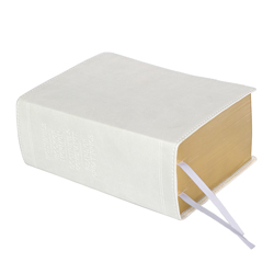 Hand-Bound Simulated Leather Quad - Cloud White white lds scriptures, custom lds scriptures, white lds scripture, white quad, color quad scriptures, white quad scriptures