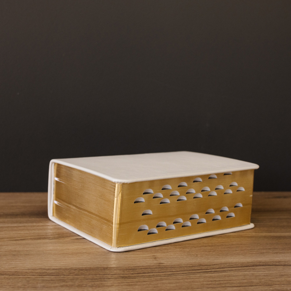 Hand-Bound Genuine Leather Quad - White - LDP-HB-RQ-WHT