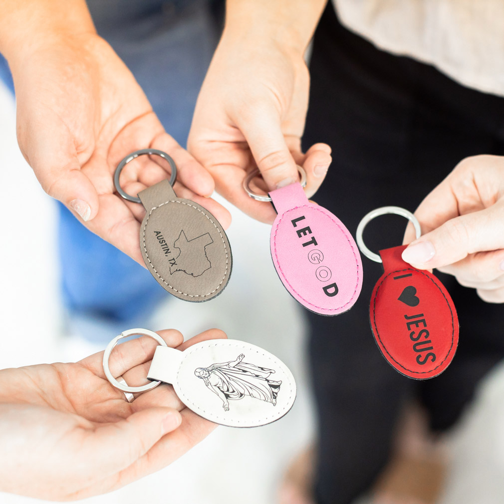 I Love Jesus & Jesus Loves Me Double-Sided Leatherette Keychain - LDP-LKC-ILJ