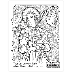 An Elect Lady Coloring Page - Digital Download free lds coloring page, lds coloring page, come follow me activities, come follow me coloring page, doctrine and covenants coloring page