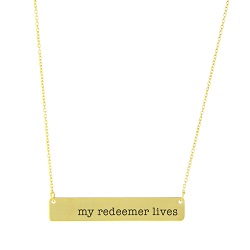 My Redeemer Lives Bar Necklace bar necklace, text bar necklace, gold bar necklace, engraved necklace, my redeemer lives necklace, my redeemer lives