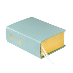 Pre-Made Hand-Bound Genuine Leather Quad - Baby Blue baby blue lds scriptures, blue lds scriptures, blue quad, light blue quad, light blue scriptures