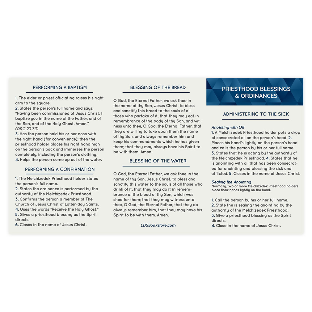 Tri-Fold Priesthood Ordinance Card - LDP-CRD225