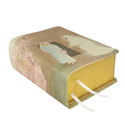 Hand-Bound Genuine Leather Quad - He is Risen blue lds scriptures, custom lds scriptures, blue lds scripture, blue quad, color quad scriptures, blue quad scriptures, art quad, art scriptures, art scripture cover